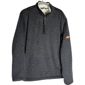 Orvis Men's Heather Sherpa Lined Quarter Zip Pullover Jacket Gray Large‎